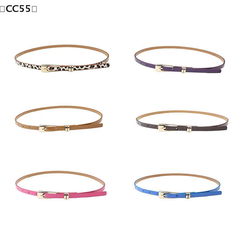 Women's Skinny Candy Color PU Waist Belt – 12 Colors Women's Fashion Belt Qst