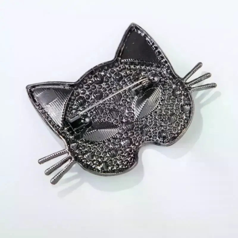 Sparkling Cat Head Brooch | Rhinestone Kitty Lapel Pin, 4 Colors Lapel Pin Brooch Qme