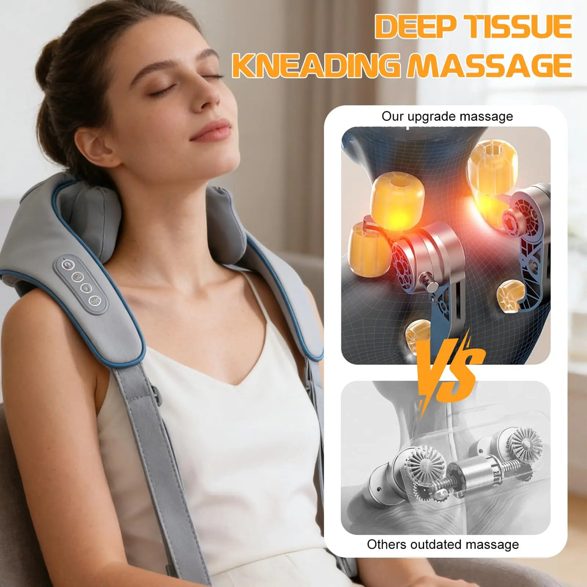 Shiatsu Neck & Shoulder Massager with LED Red Light | PAQIN Shiatsu Neck Massager Qst