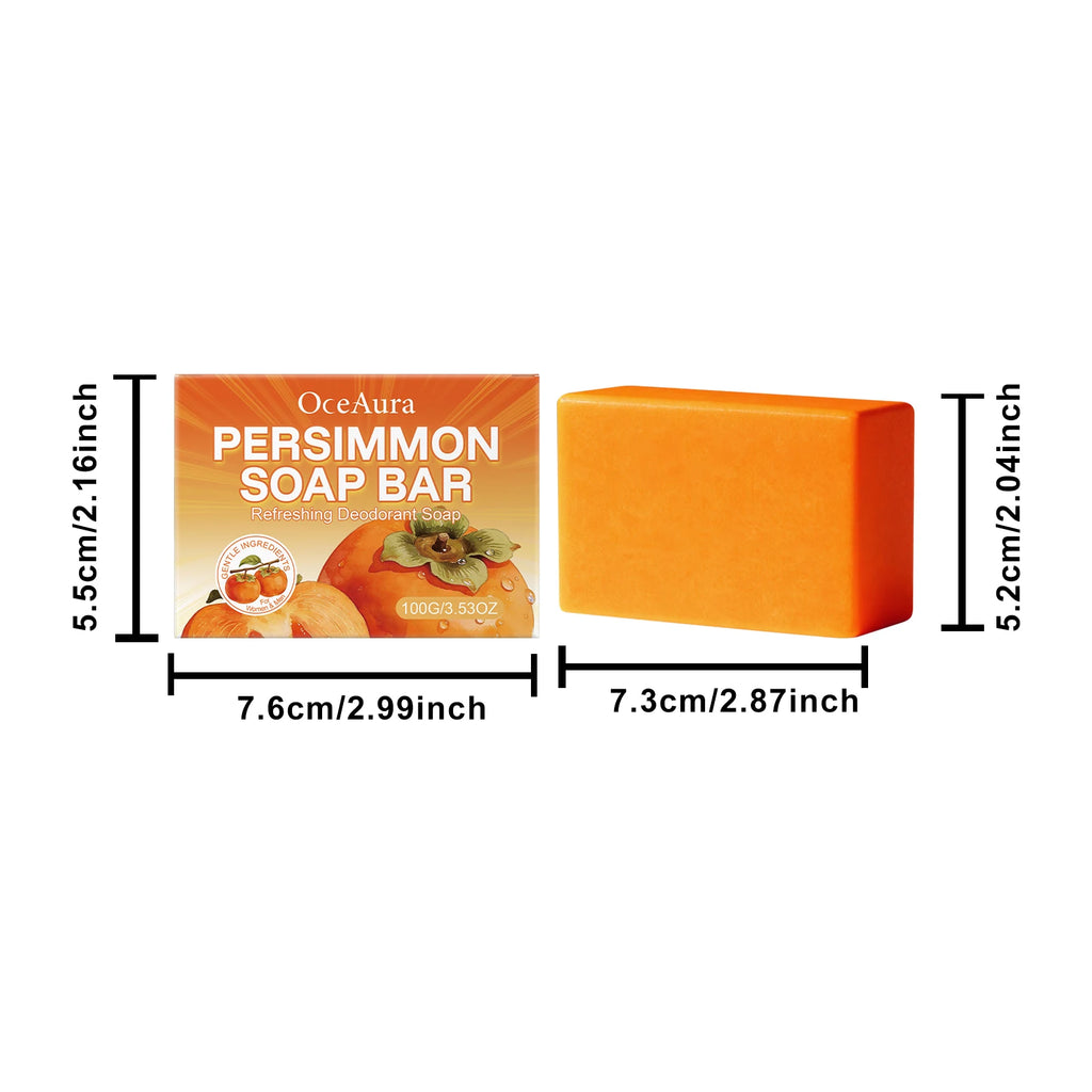 OceAura Persimmon Body Soap Bar 100g – Moisturizing Cleanser Body Soap Bar Qst