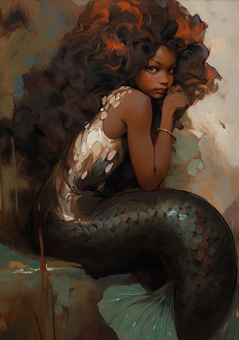 Vintage Mermaid on the Reef Canvas Wall Art Print Canvas Wall Art Qst 1 20x30cm Unframed