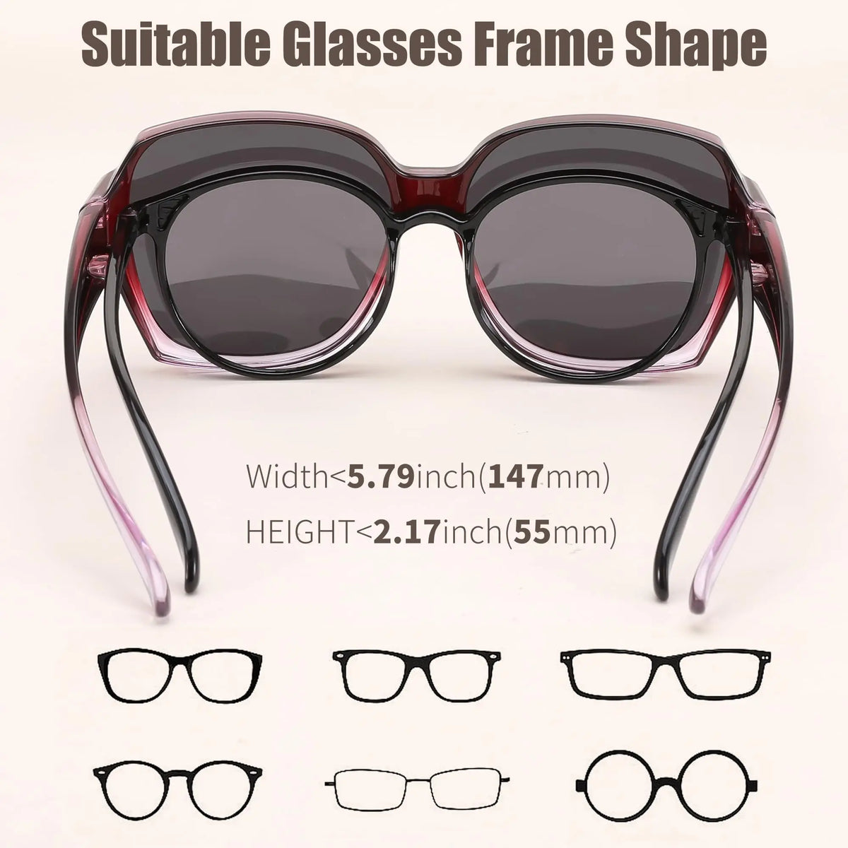 VOPHA T01 Fit Over Sunglasses UV400 – Square Driving Shades Fit Over Sunglasses Qst
