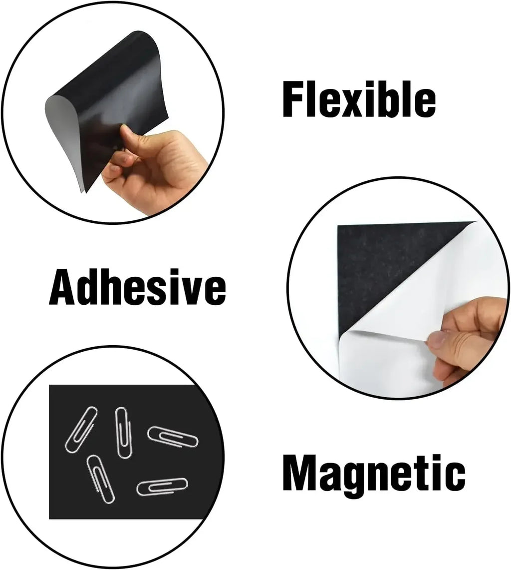 Adhesive Flexible Magnetic Sheets – Photo Magnet Backing for Crafts Adhesive Magnet Sheets Qme