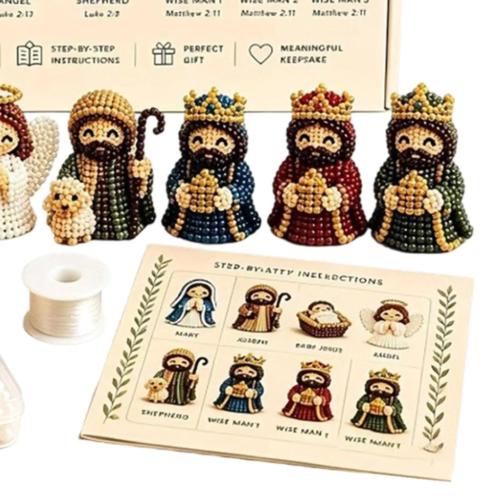 Nativity Bead Craft Kit – 3D Beaded Christmas Figurines Bead Craft Kit Qme