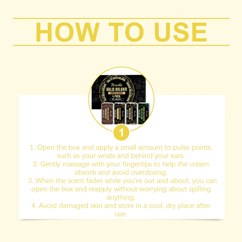 Men's Solid Perfume Balm Set – 4 PCS Woody Scent, Alcohol-Free Solid Perfume Balm Qst