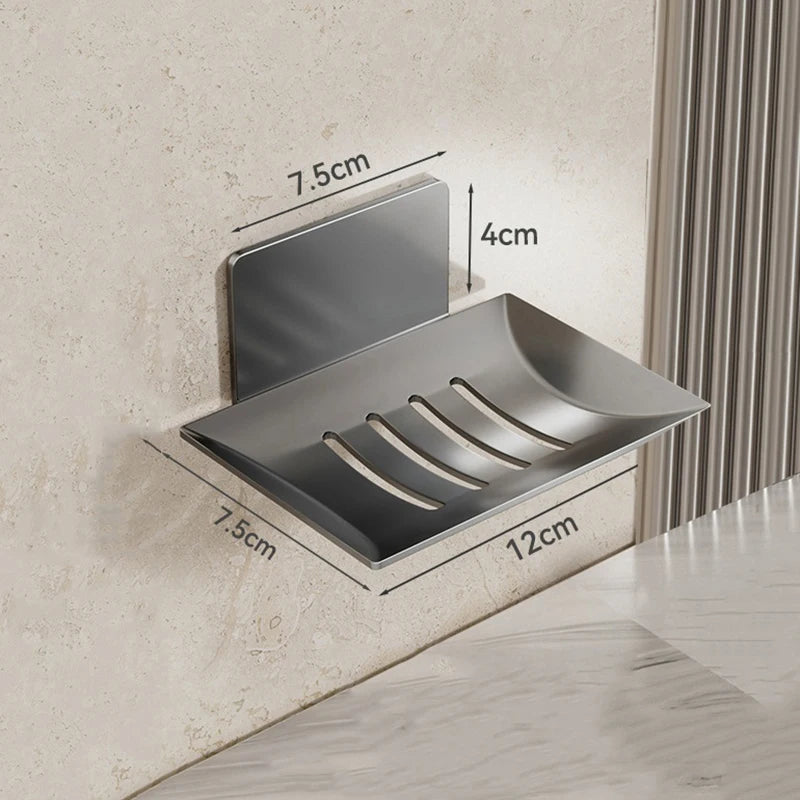 Wall Mounted Carbon Steel Soap Dish Tray with Drainage – Black Soap Dish Tray Qst Dark gray