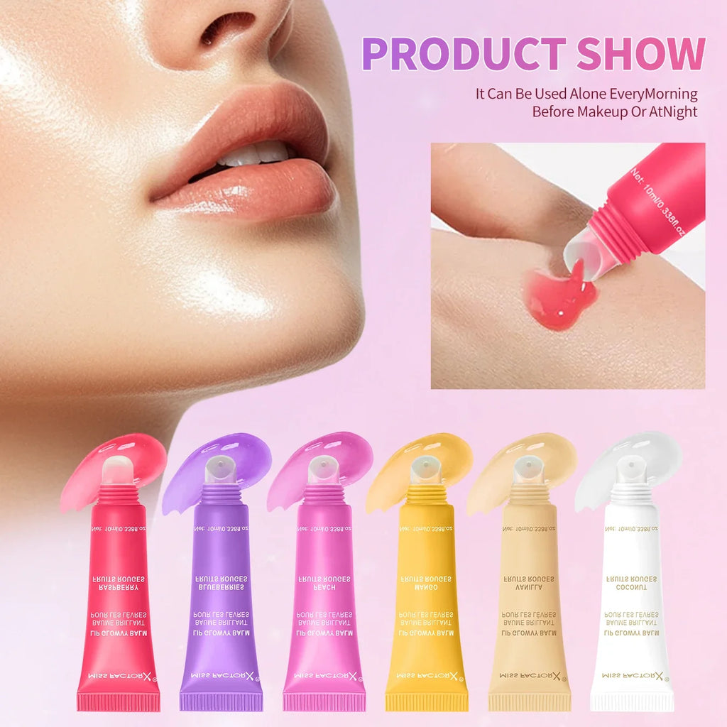 6-Piece Fruit Flavored Lip Gloss Set – Moisturizing Lip Oil Lip Gloss Set Qme