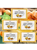 GZE Kojic Acid Soap Lemon Turmeric & Shea Butter – 5 Pack Brightening Bar Soap Qme GZE206-5 Lemon Turmeric