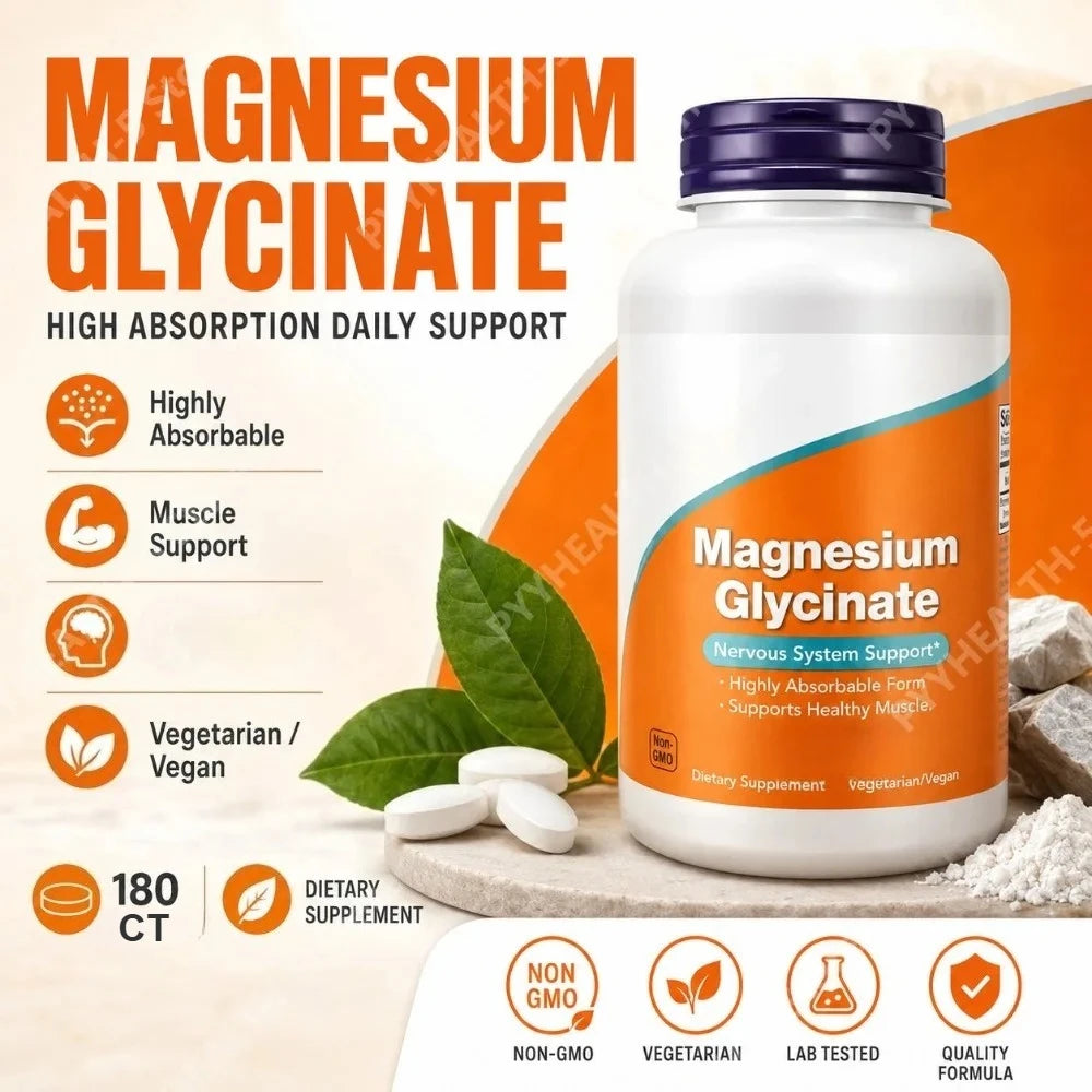 Magnesium Glycinate 180 Tablets – Chelated Bisglycinate Supplement Mineral Supplement Qst