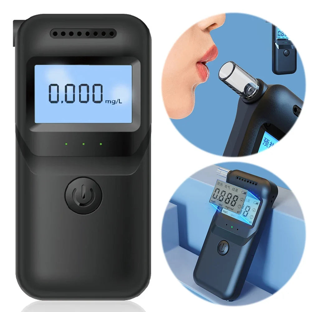 Digital Breathalyzer LCD Display & 5 Mouthpieces | ALLOET Breathalyzer Tester Qme