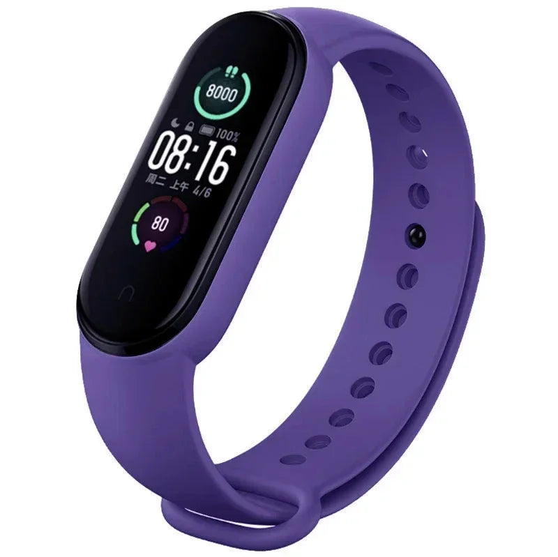 Silicone Strap for Xiaomi Mi Band 3 4 5 6 7 | 43 Colors Silicone Watch Strap Qme star purple Mi band 5 6 7