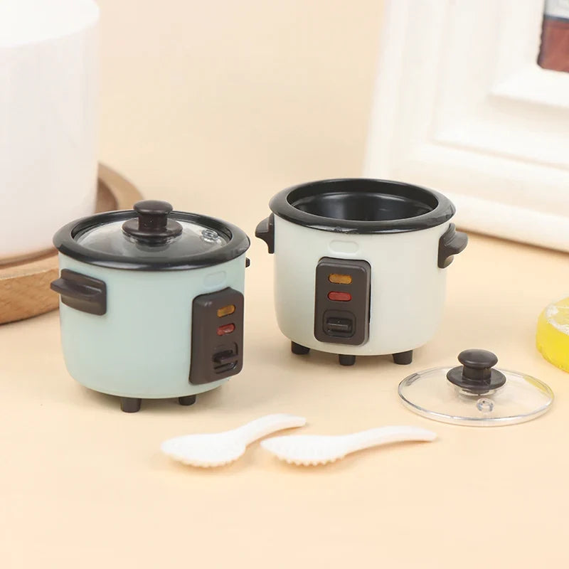 1:12 Miniature Dollhouse Rice Cooker & Spoon Kitchen Model Dollhouse Miniature Qme