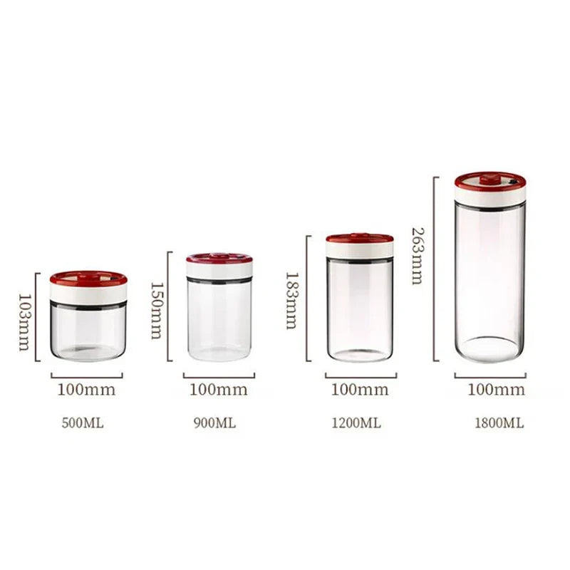 Vacuum Sealed Glass Jar for Coffee Beans & Pantry Storage Glass Storage Jar Qme