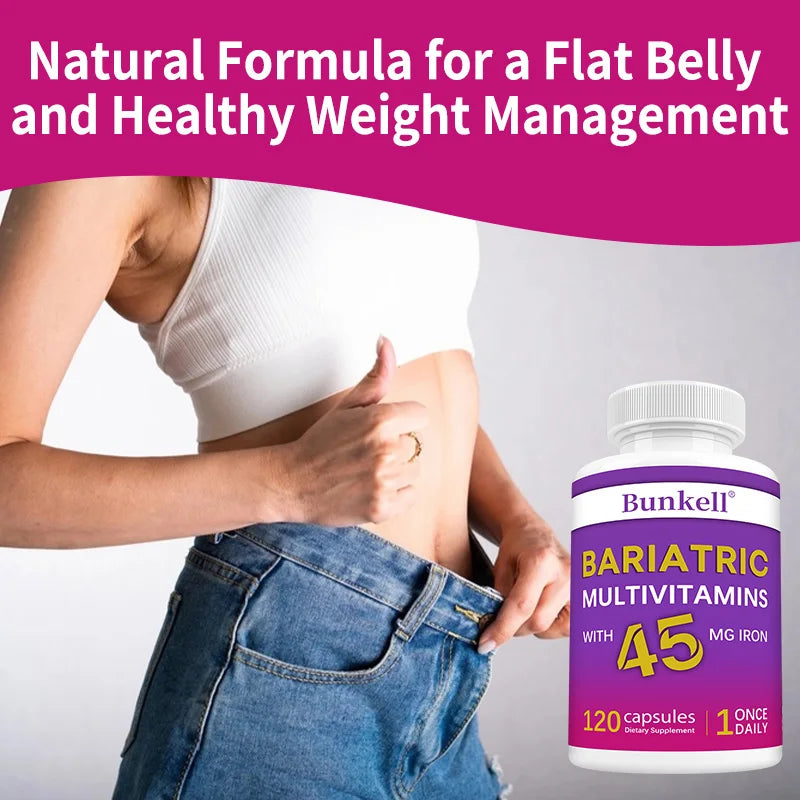 Bunkell Multivitamin Capsules 45mg Iron – 120ct Daily Supplement Multivitamin Supplement Qst