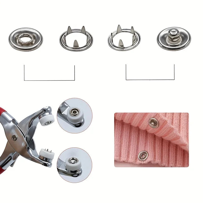 Stainless Steel Snap Fastener Pliers Kit – DIY Clothing Buttons Snap Fastener Tool Qme