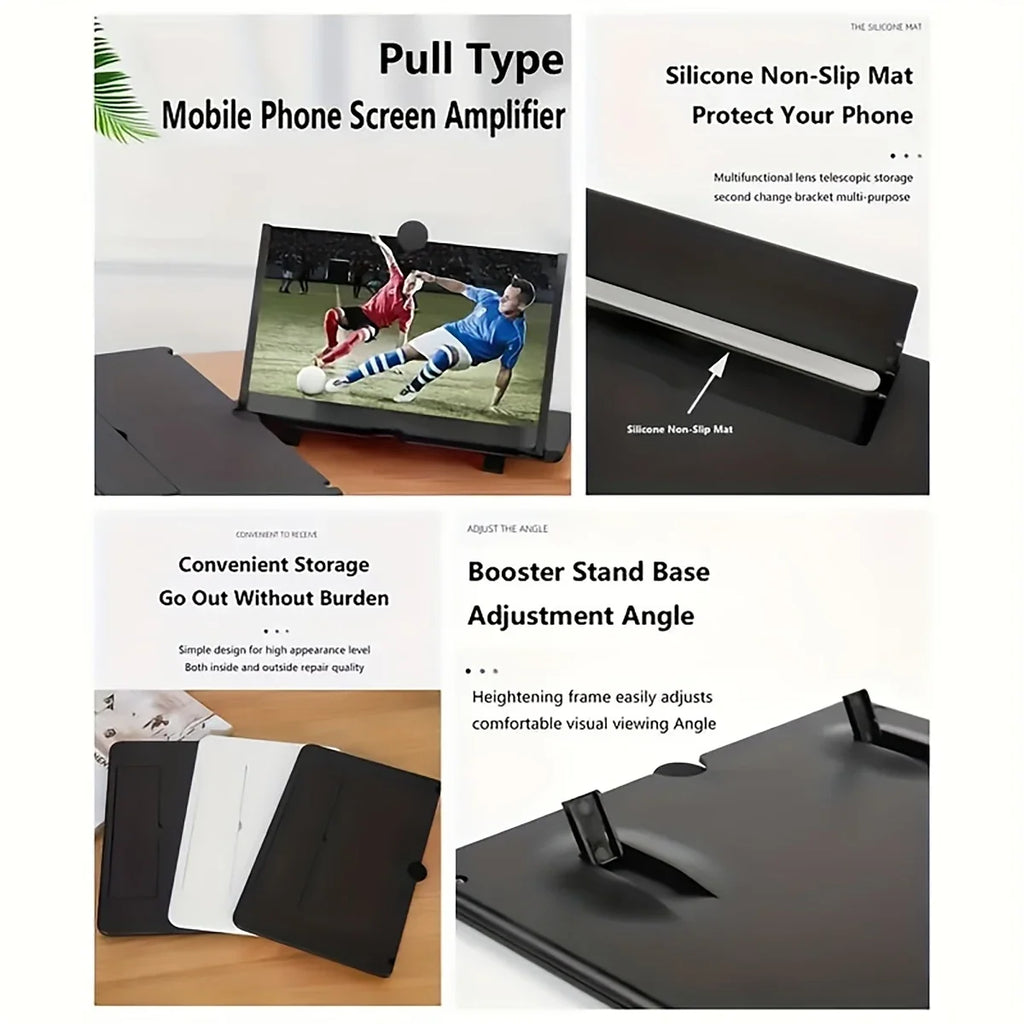 HD Phone Screen Magnifier Desk Stand | Portable Projector Phone Screen Magnifier Qme