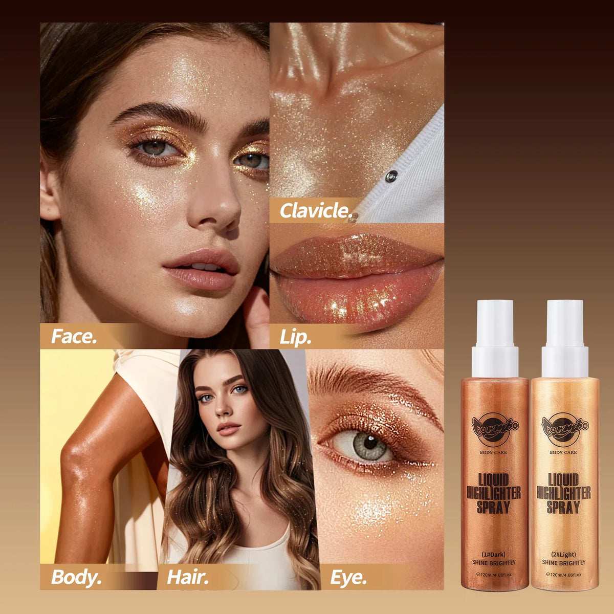 Liquid Glitter Highlighter Spray – Face & Body Glow Makeup Body Glitter Highlighter Qst
