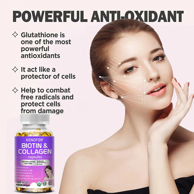 Kenofor Beauty Capsules – Collagen, Biotin, Vitamin C & Glutathione Beauty Supplement Capsules Qst