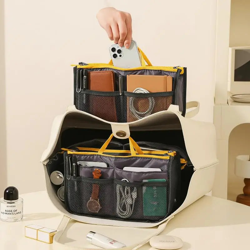Bi-Fold Storage Bag Double Zipper Large Capacity Organizer Bag Organizer Qme