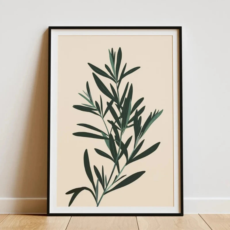 Minimalist Botanical Canvas Wall Art – Bamboo Tropical Leaf