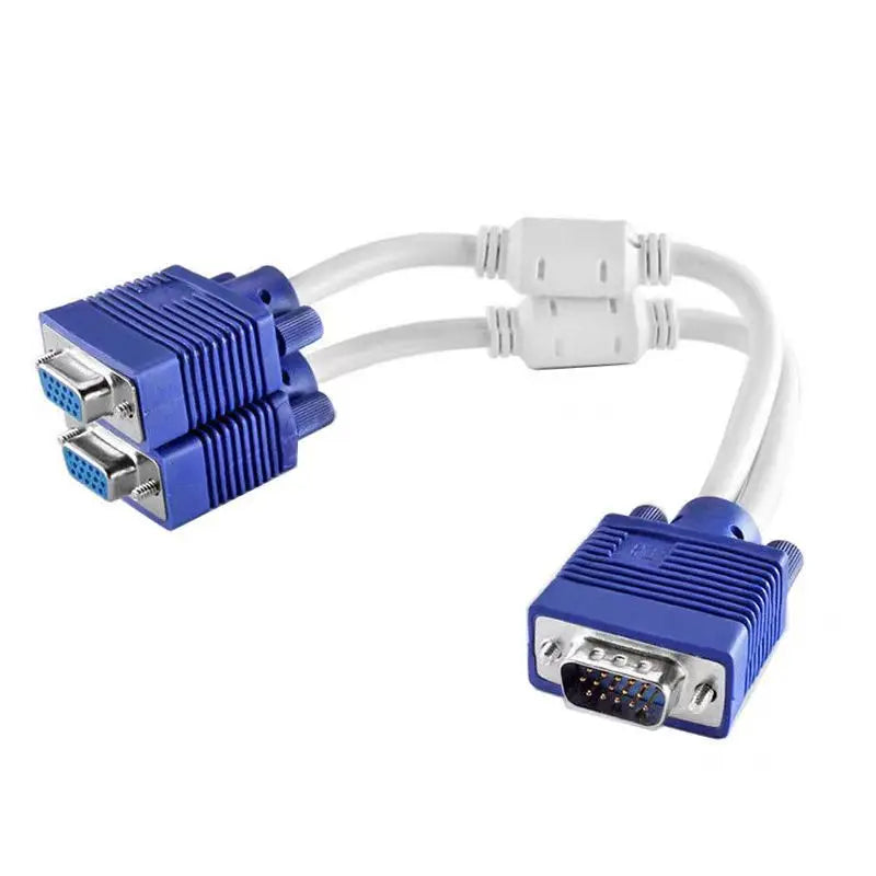 VGA Y Splitter Cable – 1 Male to 2 Female Dual Monitor Extension VGA Splitter Cable Qme WHITE