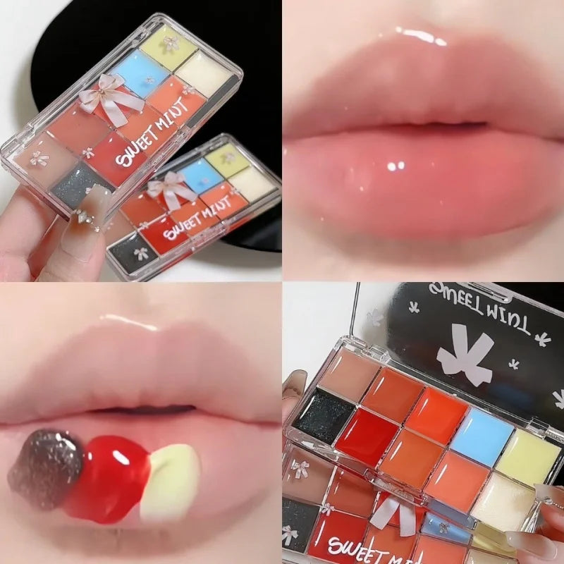 2-Pack 10-Color Tinted Lip Jelly Palette – Mirror Gloss Lipstick Lip Jelly Palette Qst