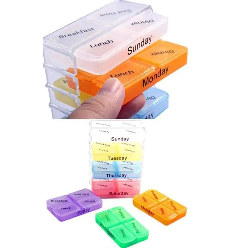 28-Grid 7-Day Weekly Pill Organizer | Portable Detachable Box Weekly Pill Organizer Qme