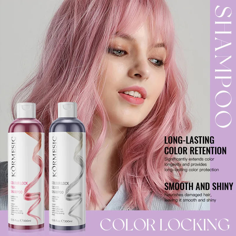 Color Locking Shampoo for Dyed Hair – Pink Silver Purple 300ml Color Care Shampoo Qst