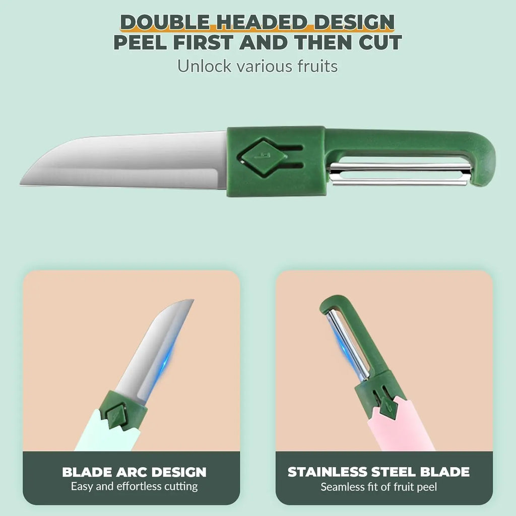 2-in-1 Fruit & Vegetable Peeler | Stainless Steel with Cover Vegetable Peeler Qme