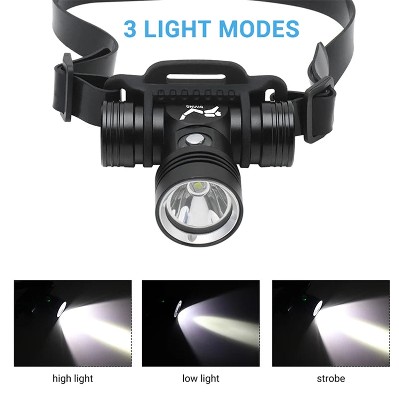 BORUiT B14 Diving Headlamp IPX8 Waterproof 1000 Lumen Diving Headlamp Qst