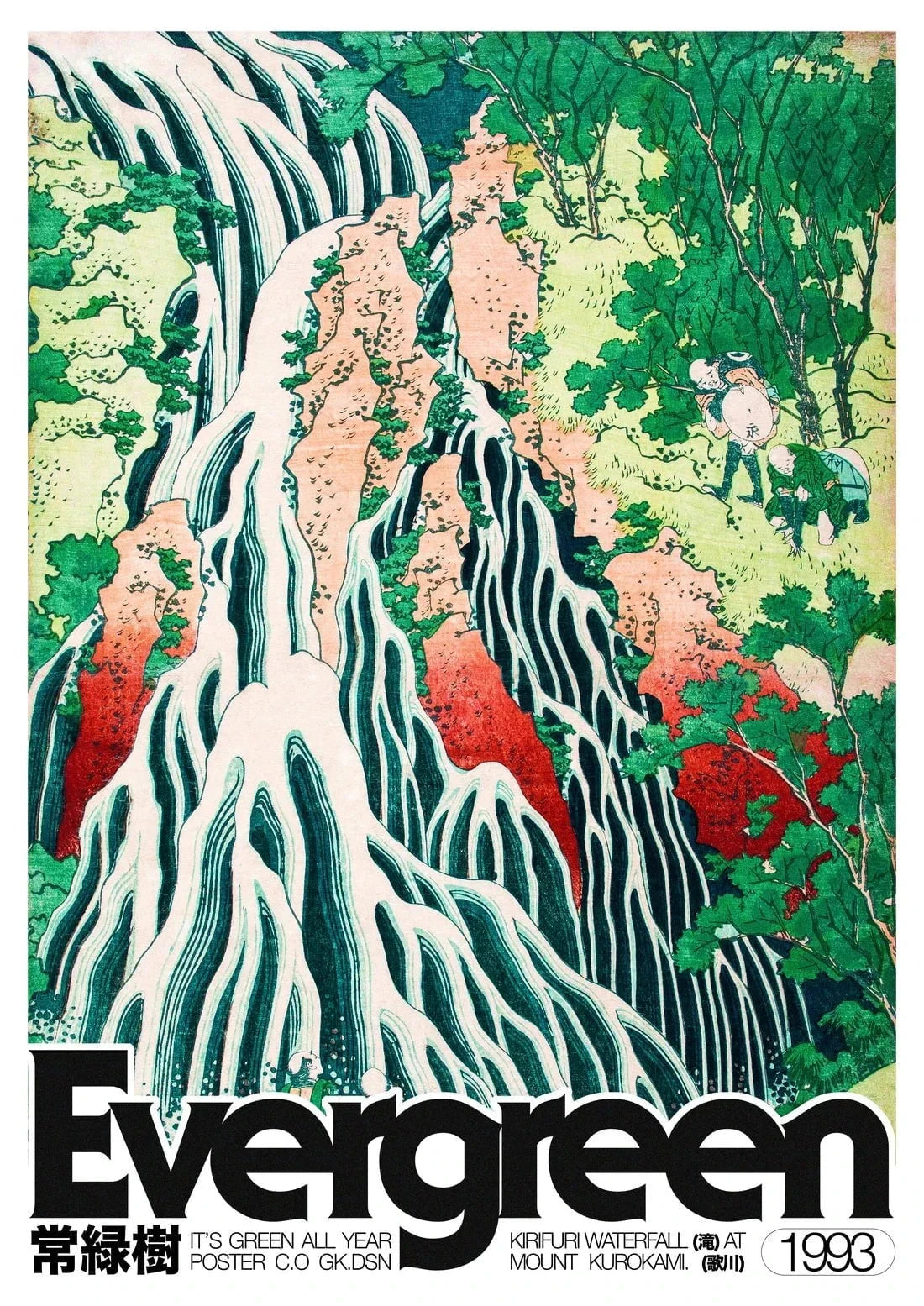 Vintage Japanese Snowy Waterfall Floral Canvas Wall Art Print Canvas Wall Art Qst 1 40X60cm No Framed