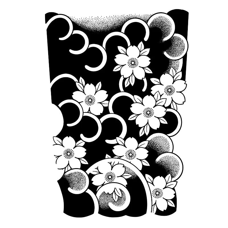 Japanese Wave Cherry Blossom Temporary Tattoo – Waterproof Temporary Tattoo Sticker Qst