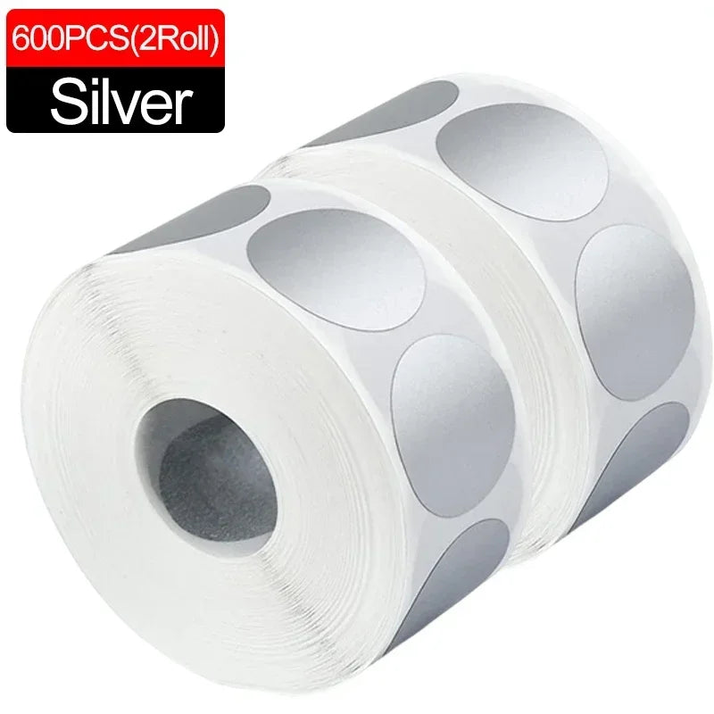 Scratch Off Stickers Round Labels Gold Silver DIY – 600pcs Scratch Off Stickers Qme 600PCS-Silver