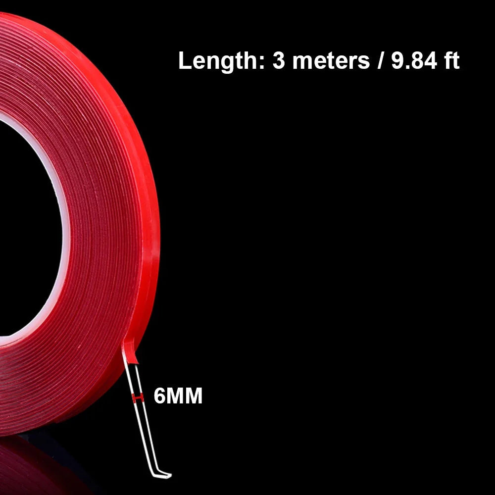 Transparent Acrylic Double Sided Tape 9.84FT Ultra-Strong Double Sided Tape Qme 6mm 4pcs