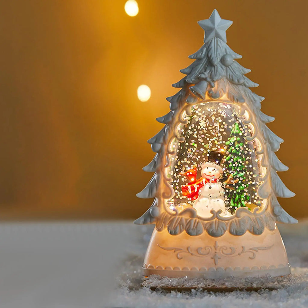 Battery-Operated Christmas Snow Globe Glowing Decoration Christmas Snow Globe Qme