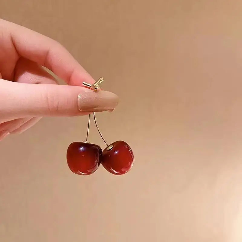 Red Cherry Drop Earrings – Resin Fruit Dangle Jewelry Drop Earrings Qme