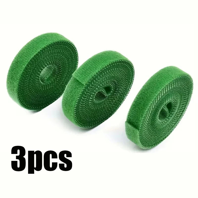 3 Rolls Green Garden Twine Plant Ties Nylon Hook & Loop Garden Plant Ties Qme 3 Rolls