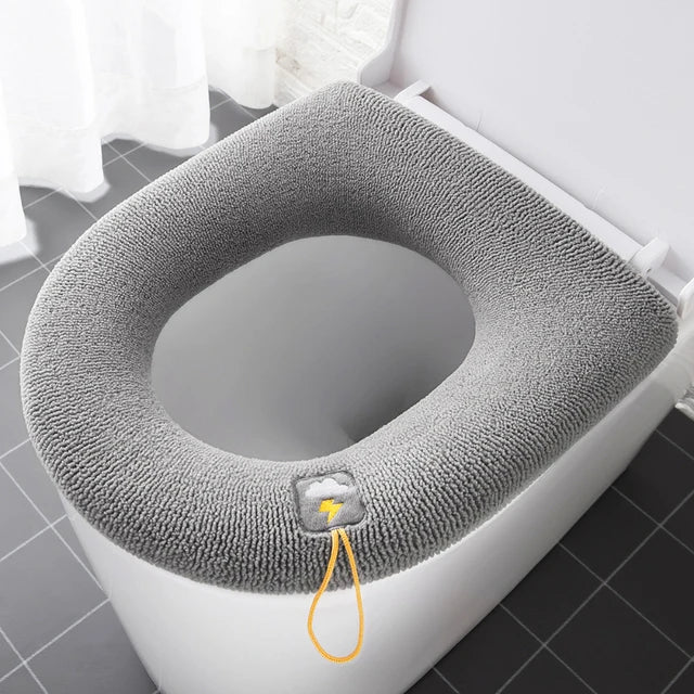 Soft Washable Toilet Seat Cover – Thickened Warm Plush Mat Toilet Seat Cover Qme gray