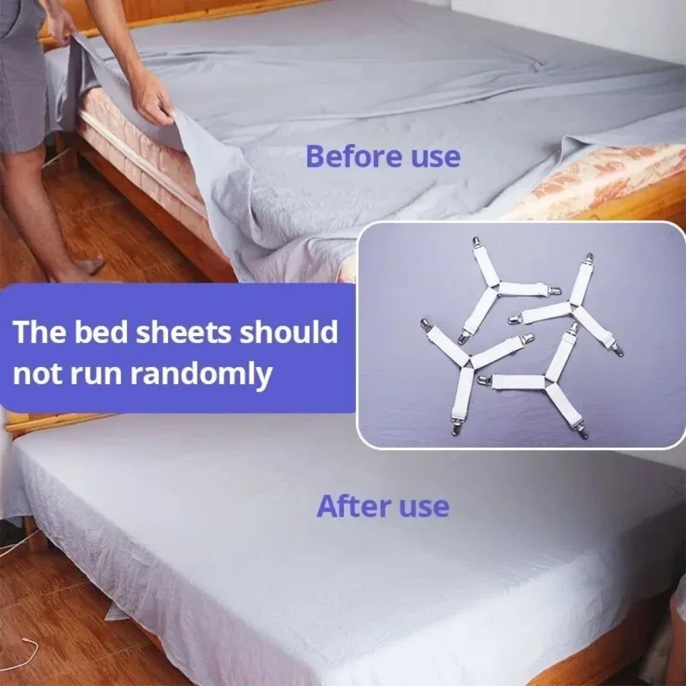 Triangle Bed Sheet Holders – Adjustable Elastic Clips 4PCS Bed Sheet Holders Qme