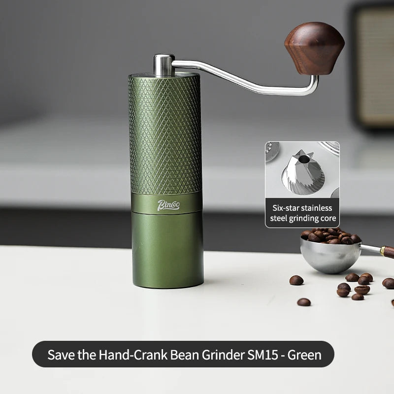 BINCOO SM15 Manual Coffee Grinder – Adjustable Burr Mill Manual Coffee Grinder Qst light green