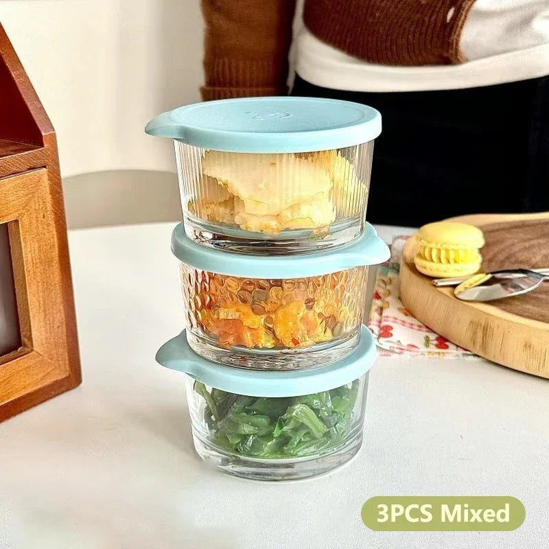 200ml Glass Storage Jars – Clear Thick Mini Kitchen Containers Glass Storage Jar Qme 3PCS Mixed