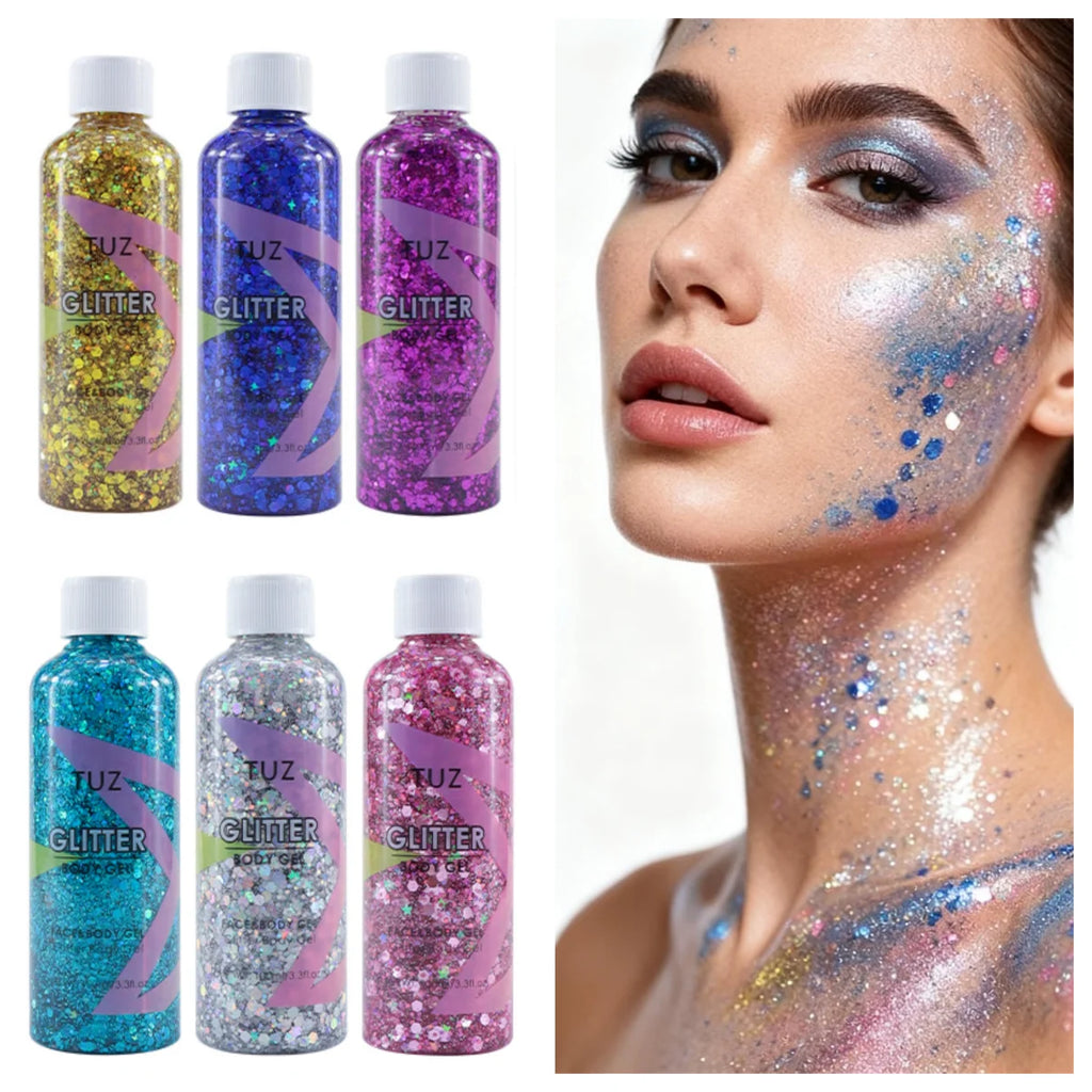Waterproof Glitter Gel – Body, Face & Hair Festival Makeup Body Glitter Gel Qst