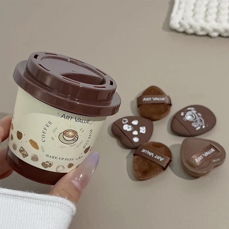 Mini Coffee Design Powder Puff Cup – Blush & Highlighter Powder Puff Applicator Qme