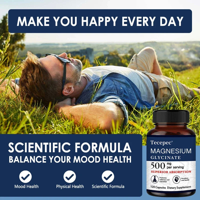 500mg Magnesium Glycinate Capsules – Non-GMO Supplement Magnesium Supplement Qst