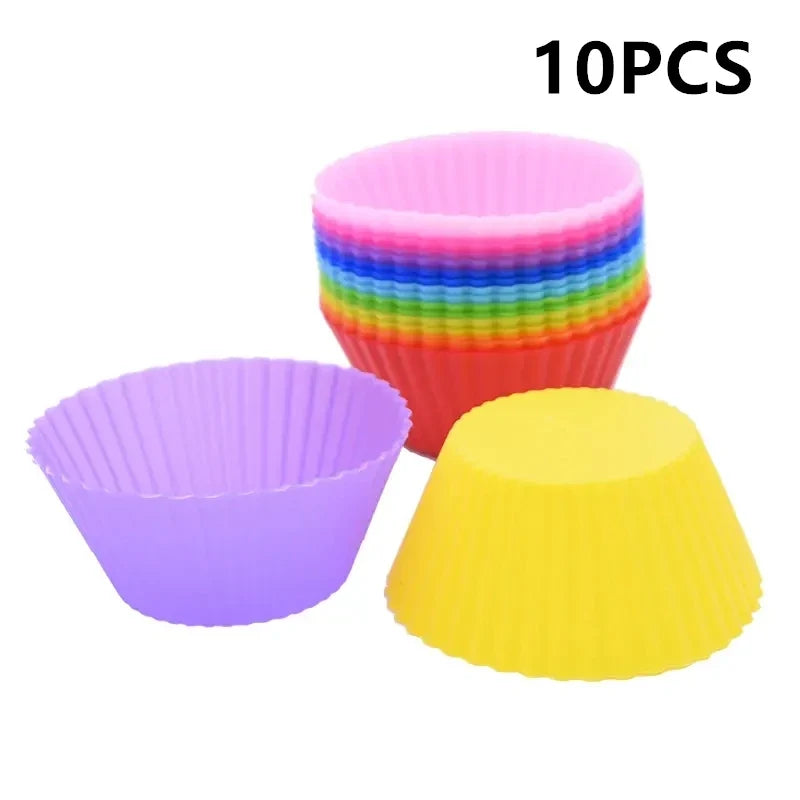 Silicone Cake Molds Round & Heart – Muffin & Cupcake Baking Set Silicone Baking Molds Qme 10PCS Round
