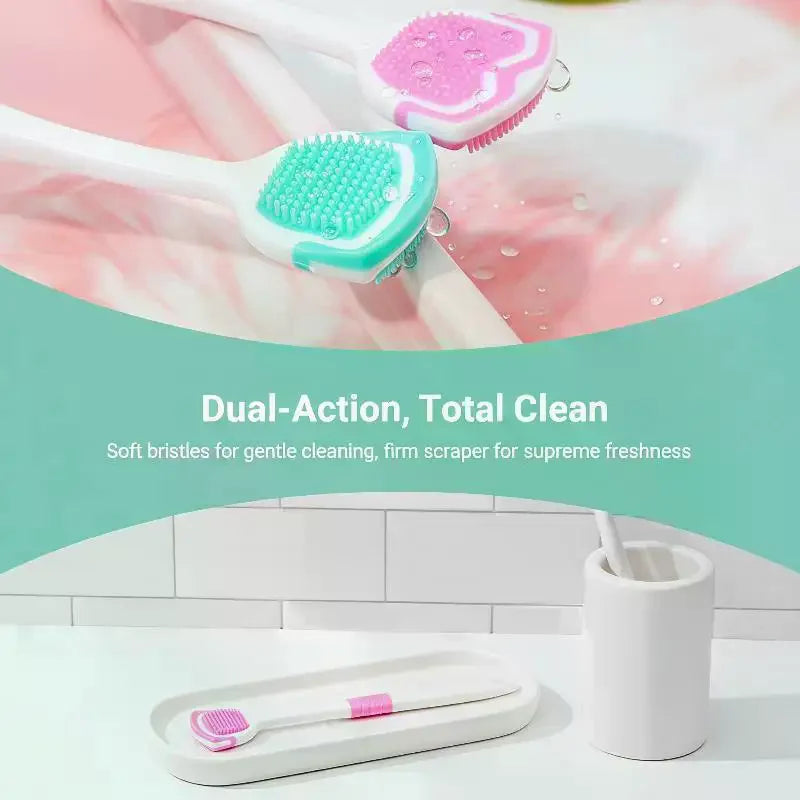 Food-Grade Silicone Tongue Scraper – Gentle Oral Care Tool Tongue Scraper Qme