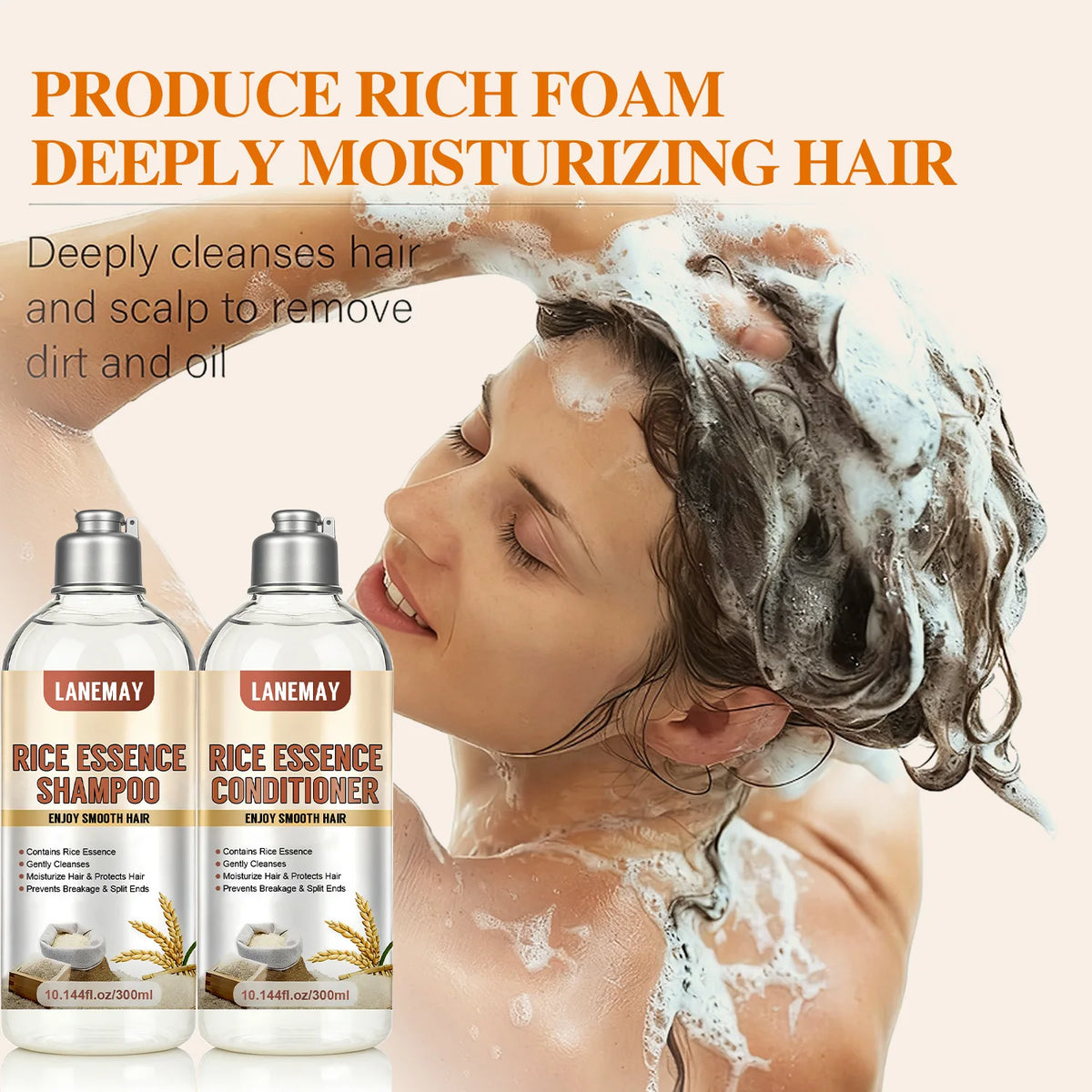 Rice Essence Shampoo & Conditioner Set | Deep Moisture Shampoo Conditioner Set Qst