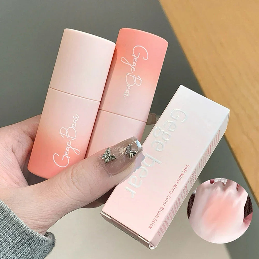 Gege Bear Soft Matte Blush Stick – Moisturizing Natural Finish Cream Blush Stick Qme