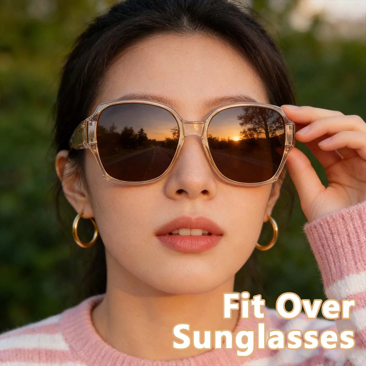 VOPHA Fit Over Glasses Sunglasses Women Oversized UV400 Square Fit Over Sunglasses Qst Tea