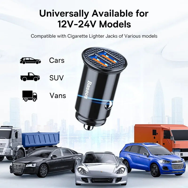 Baseus 30W Dual Port USB-C Car Charger – QC 4.0 & PD 3.0 Car Charger Qst
